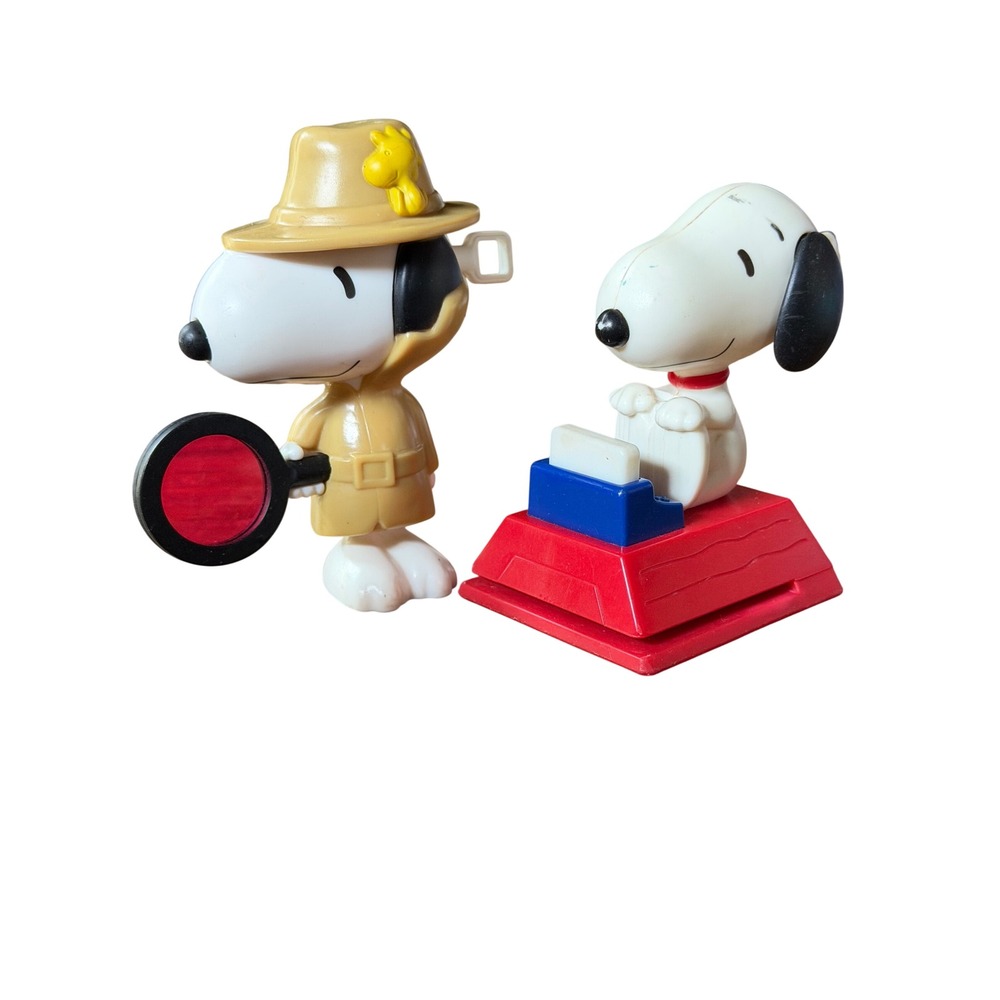 McDonalds 2018 Snoopy Peanuts Figures Detective and Typewriter Set of 2
